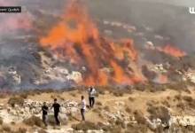 مستوطنون يحرقون أراضٍ بسنجل ويقيمون بؤرًا تحت حماية جيش الاحتلال