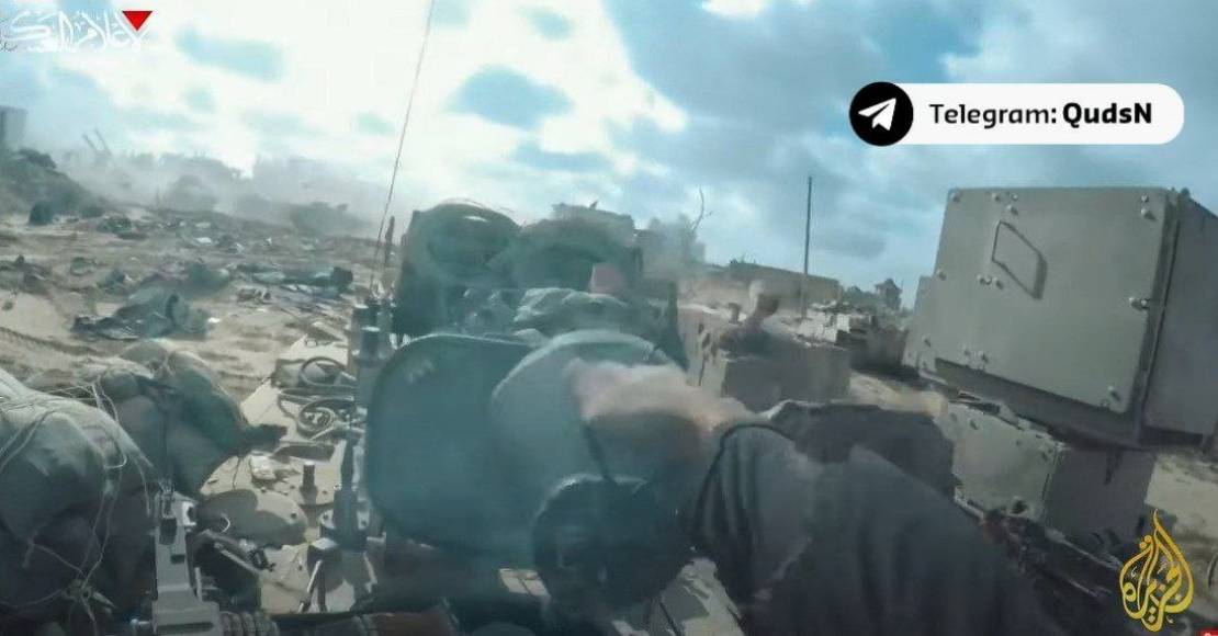 مقاوم قسامي يلقي تحية "شواظ" على جنود الاحتلال داخل ناقلتهم 
